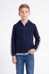 Erkek Çocuk Şerit Detaylı Fermuarlı Kapüşonlu Sweatshirt