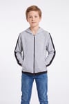 Erkek Çocuk Şerit Detaylı Fermuarlı Kapüşonlu Sweatshirt