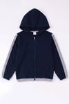 Erkek Çocuk Şerit Detaylı Fermuarlı Kapüşonlu Sweatshirt