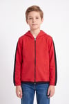 Erkek Çocuk Şerit Detaylı Fermuarlı Kapüşonlu Sweatshirt