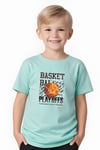 ERKEK ÇOCUK YUVARLAK YAKA BASKETBALL BASKILI T-SHİRT