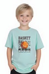 ERKEK ÇOCUK YUVARLAK YAKA BASKETBALL BASKILI T-SHİRT