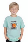 ERKEK ÇOCUK YUVARLAK YAKA BASKETBALL BASKILI T-SHİRT