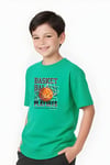 ERKEK ÇOCUK YUVARLAK YAKA BASKETBALL BASKILI T-SHİRT