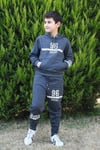 Fyk Kids 96 Yazı Baskılı Kanguru Cepli Kapşonlu Erkek Çocuk Alt-üst Eşofman Takımı