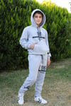 Fyk Kids 96 Yazı Baskılı Kanguru Cepli Kapşonlu Erkek Çocuk Alt-üst Eşofman Takımı