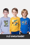 FYK  KİDS ERKEK ÇOCUK BİSİKLET YAKA 3'LÜ BASİC SWEATSHİRT