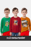 FYK  KİDS ERKEK ÇOCUK BİSİKLET YAKA 3'LÜ BASİC SWEATSHİRT