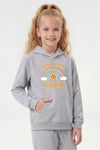 Kanguru Cepli Kapüşonlu Baskı Detaylı Kız Çocuk Sweatshirt