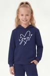 Kanguru Cepli Kapüşonlu Baskı Detaylı Kız Çocuk Sweatshirt