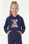 Kanguru Cepli Kapüşonlu Baskı Detaylı Kız Çocuk Sweatshirt