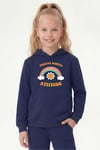 Kanguru Cepli Kapüşonlu Baskı Detaylı Kız Çocuk Sweatshirt