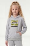 Kanguru Cepli Kapüşonlu Baskı Detaylı Kız Çocuk Sweatshirt