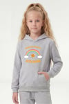 Kanguru Cepli Kapüşonlu Baskı Detaylı Kız Çocuk Sweatshirt
