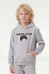 Kanguru Cepli Kapüşonlu Baskı Detaylı Erkek Çocuk Sweatshirt