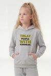 Kanguru Cepli Kapüşonlu Baskı Detaylı Kız Çocuk Sweatshirt