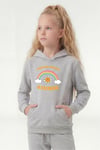 Kanguru Cepli Kapüşonlu Baskı Detaylı Kız Çocuk Sweatshirt