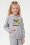 Kanguru Cepli Kapüşonlu Baskı Detaylı Kız Çocuk Sweatshirt