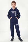 Kanguru Cepli Kapüşonlu Casual Wear Baskı Detaylı Erkek Çocuk Eşofman Takımı