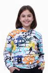 KAPÜŞONLU DESENLİ KIZ ÇOCUK SWEATSHİRT