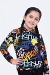 KAPÜŞONLU DESENLİ KIZ ÇOCUK SWEATSHİRT