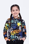 KAPÜŞONLU DESENLİ KIZ ÇOCUK SWEATSHİRT
