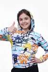 KAPÜŞONLU DESENLİ KIZ ÇOCUK SWEATSHİRT