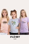 KIZ ÇOCUK 3'LÜ HAPPİNES- HONEY-SASSY BASKILI TİŞÖRT