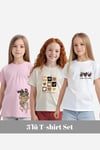 KIZ ÇOCUK 3'LÜ - WİLD-LOVE-COFFEE BASKILI TİŞÖRT