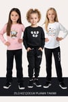Kız Çocuk 3'lü Yuvarlak Yaka Sweat Dreams Baski Detayli Alt-üst Pijama Takimi