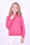 Kız Çocuk Basic Düz Kanguru Cepli Kapüşonlu Sweatshirt