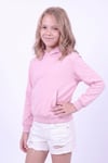 Kız Çocuk Basic Düz Kanguru Cepli Kapüşonlu Sweatshirt