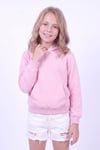Kız Çocuk Basic Düz Kanguru Cepli Kapüşonlu Sweatshirt