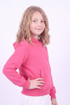 Kız Çocuk Basic Düz Kanguru Cepli Kapüşonlu Sweatshirt