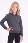 Kız Çocuk Basic Düz Kanguru Cepli Kapüşonlu Sweatshirt
