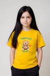 KIZ ÇOCUK BASKILI HAPPY BEAR BEL DETAYI LASTİKLİ ALT-ÜST PİJAMA TAKIMI