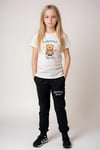 KIZ ÇOCUK BASKILI HAPPY BEAR BEL DETAYI LASTİKLİ ALT-ÜST PİJAMA TAKIMI