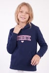 Kız Çocuk Baskılı Kanguru Cepli Uzun Kollu Kapüşonlu Sweatshirt