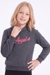 Kız Çocuk Baskılı Kanguru Cepli Uzun Kollu Kapüşonlu Sweatshirt