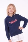 Kız Çocuk Baskılı Kanguru Cepli Uzun Kollu Kapüşonlu Sweatshirt