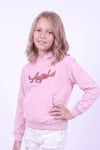 Kız Çocuk Baskılı Kanguru Cepli Uzun Kollu Kapüşonlu Sweatshirt