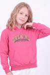 Kız Çocuk Baskılı Kanguru Cepli Uzun Kollu Kapüşonlu Sweatshirt