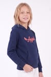 Kız Çocuk Baskılı Kanguru Cepli Uzun Kollu Kapüşonlu Sweatshirt