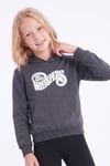 Kız Çocuk Baskılı Kanguru Cepli Uzun Kollu Kapüşonlu Sweatshirt