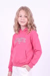 Kız Çocuk Baskılı Kanguru Cepli Uzun Kollu Kapüşonlu Sweatshirt