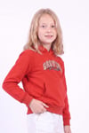 Kız Çocuk Baskılı Kanguru Cepli Uzun Kollu Kapüşonlu Sweatshirt