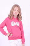 Kız Çocuk Baskılı Kanguru Cepli Uzun Kollu Kapüşonlu Sweatshirt
