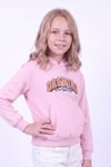 Kız Çocuk Baskılı Kanguru Cepli Uzun Kollu Kapüşonlu Sweatshirt