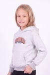 Kız Çocuk Baskılı Kanguru Cepli Uzun Kollu Kapüşonlu Sweatshirt