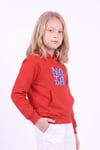Kız Çocuk Baskılı Kanguru Cepli Uzun Kollu Kapüşonlu Sweatshirt
